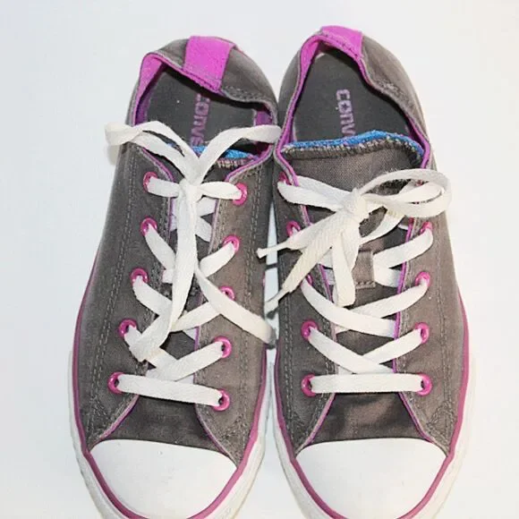 Converse All Star Gray Purple Shoes Sneakers - Picture 3 of 4